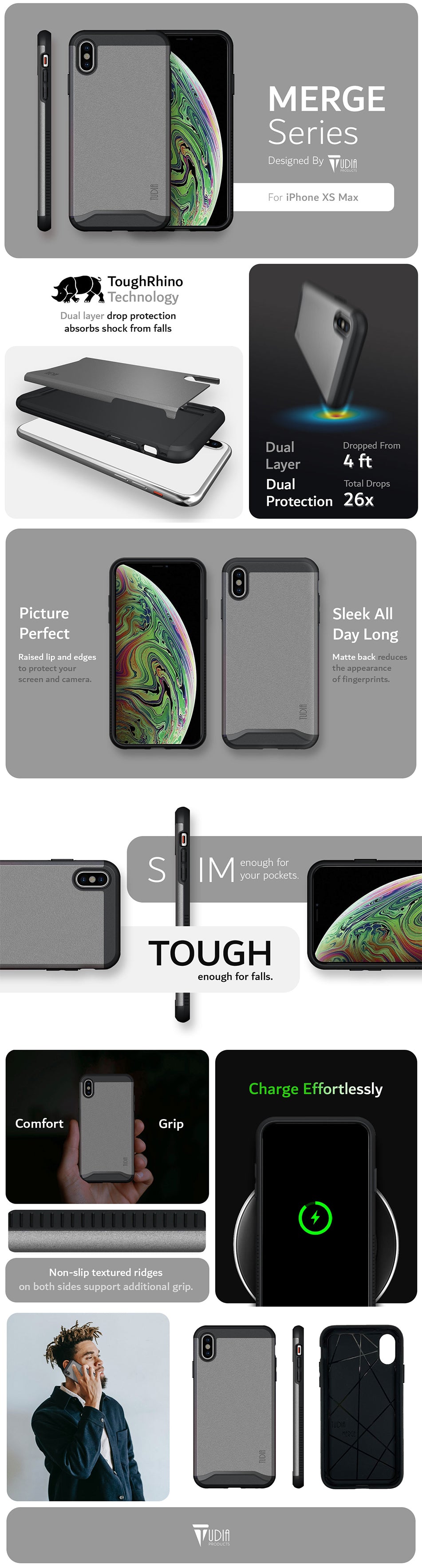 TUDIA MERGE Series iPhone XS Max – Dual Layer Heavy Duty Case