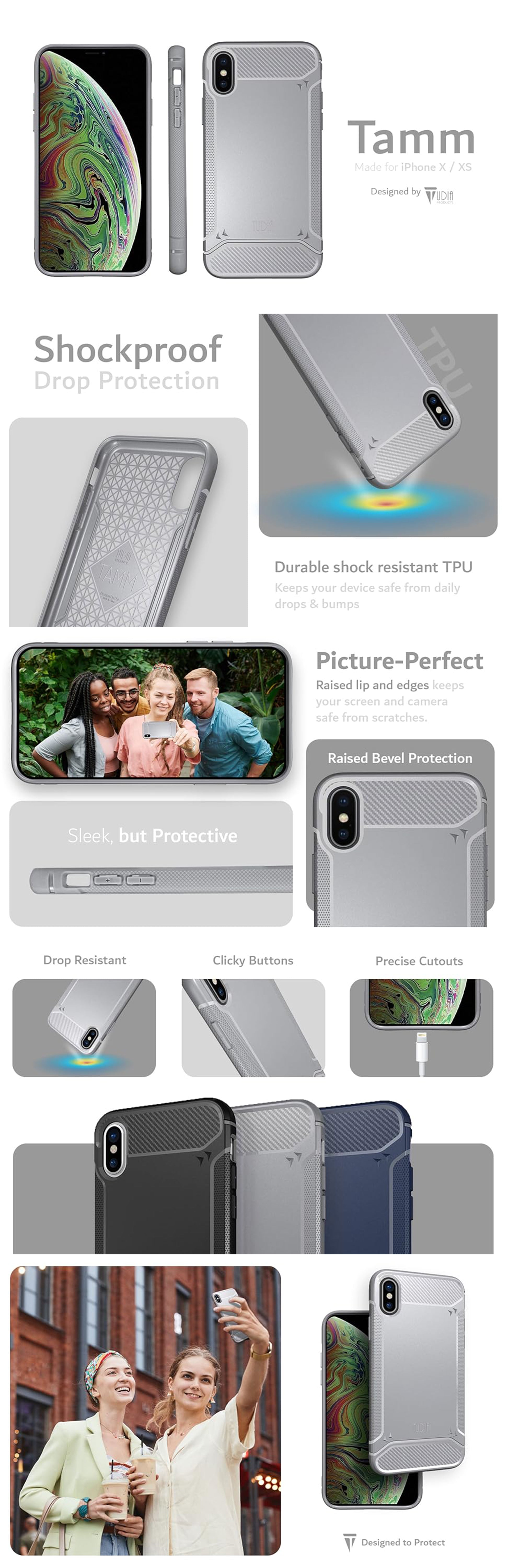 TUDIA Tamm Case for iPhone X / XS – Shockproof, Heavy Duty Drop Protection with Rugged Design